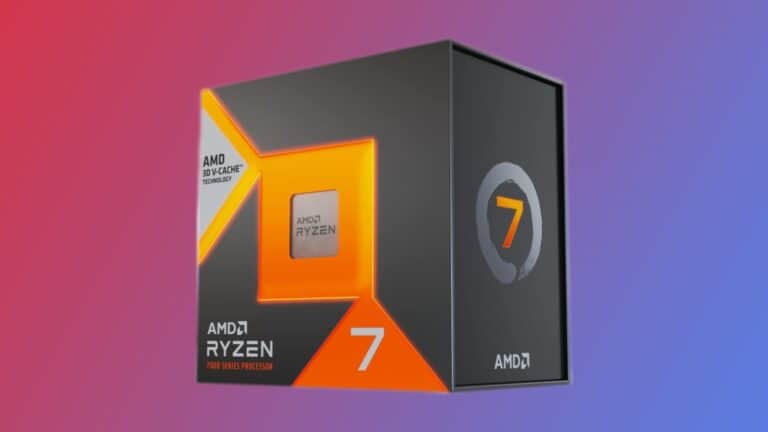 AMD Ryzen 7 7800X3D box with gradient background